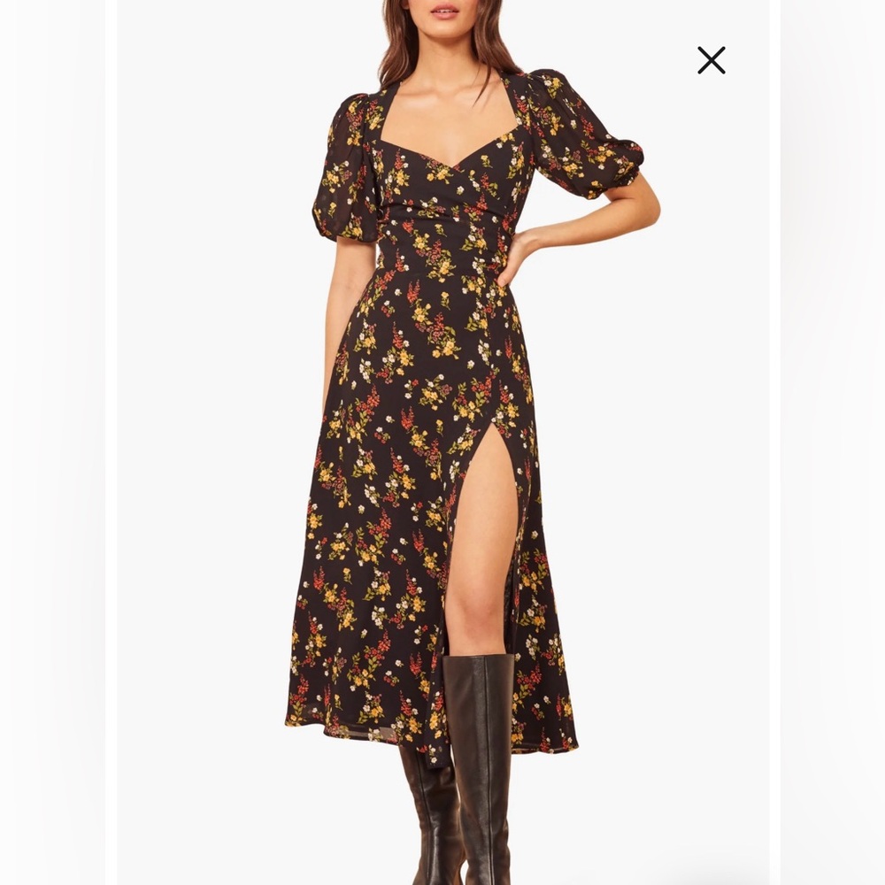 Reformation Wildflower Open Back Side Slit Dress